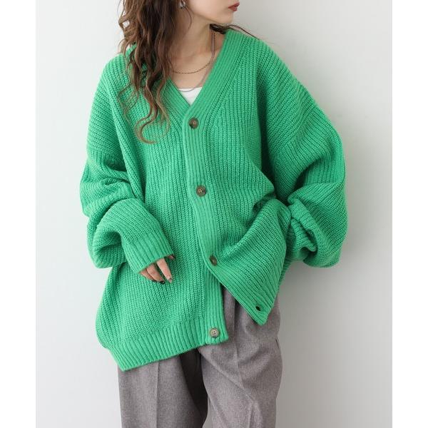 カーディガン モヘアタッチ起毛オーバサイズVニットカーディガン メンズ レディース