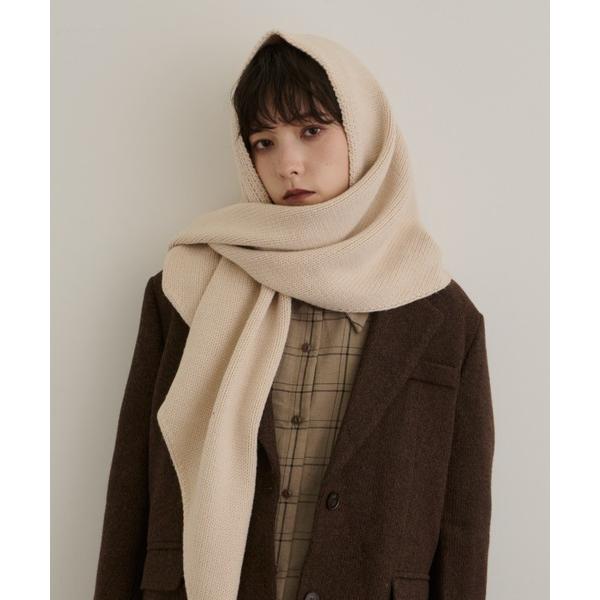 ストール マフラー ウール混トライアングルニットストール レディース