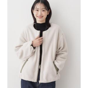 ジャケット ノーカラージャケット 「2WAY」リバーシブルタフタボアアウター レディース