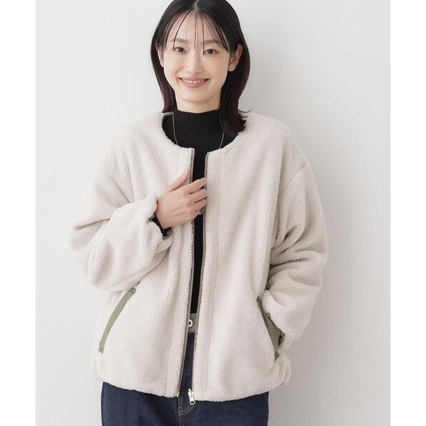 ジャケット ノーカラージャケット 「2WAY」リバーシブルタフタボアアウター レディース