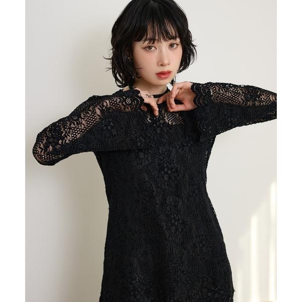 ワンピース flower lace cami layered blouse /フラワーレースキャミレ...