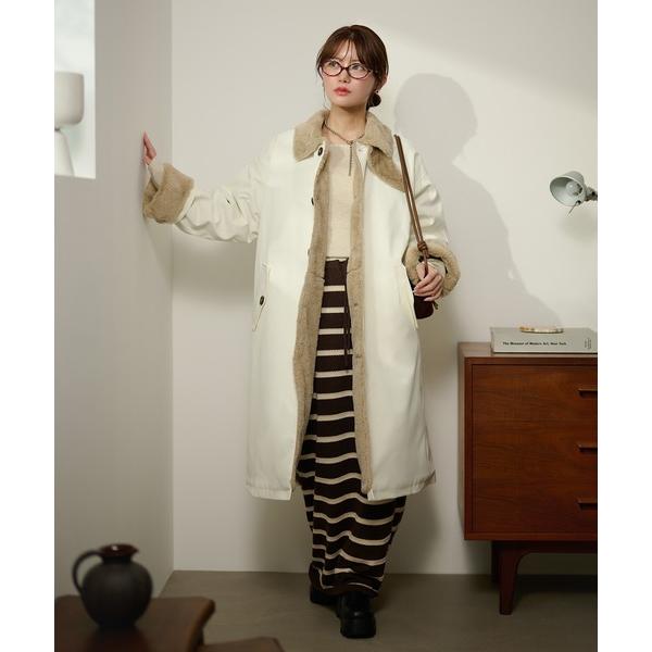ステンカラーコート コート 2way collar fur reversible coat /2wa...