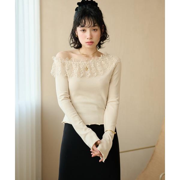 tシャツ asymmetry crochet lace tops /アシンメトリークロシェレーストッ...