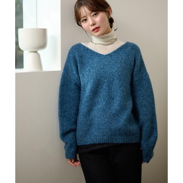 ニット セーター angola blend v neck mix knit /アンゴラブレンドVネッ...