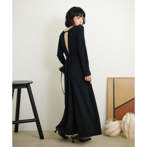 ワンピース back open gather long dress /バックオープンギャザーロングド...