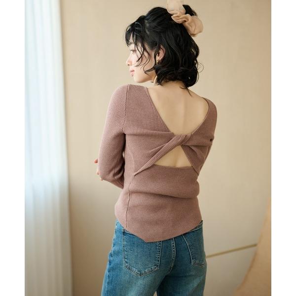 ニット セーター back twist rib knit tops /バックツイストリブニットトップ...