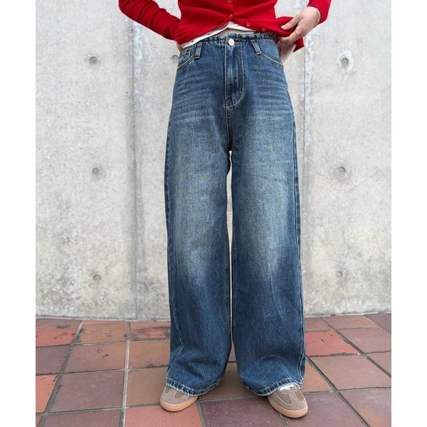 ワイドパンツ ジーンズ デニム デニムパンツ vintage wash curve denim pa...