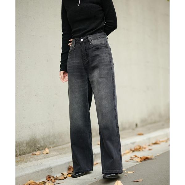 ワイドパンツ ジーンズ デニム デニムパンツ wide leg straight denim pan...