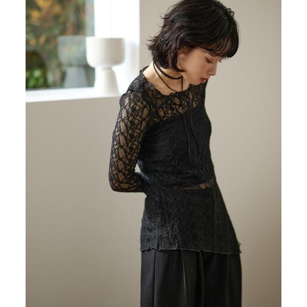 side slit lace sheer tops /サイドスリットレースシアートップス レディース