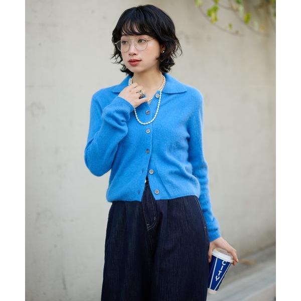 カーディガン wool cashmere collared knit cardigan /ウールカシ...