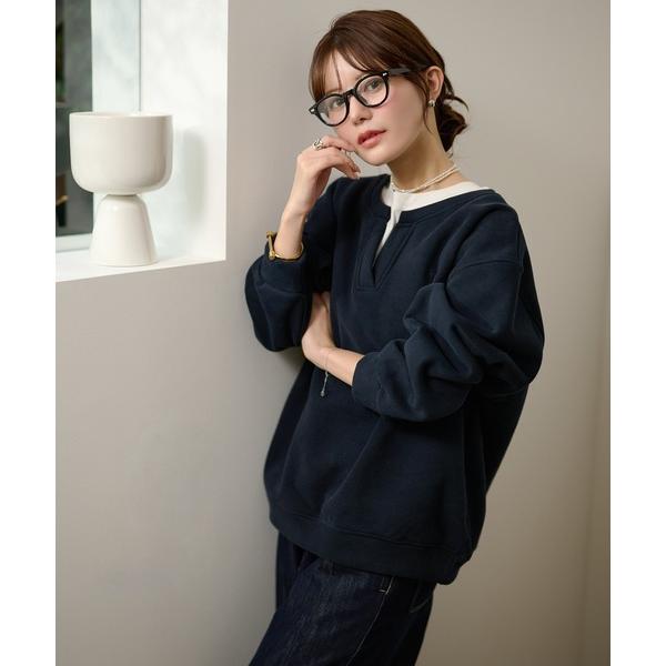 トレーナー スウェット key neck layered logo sweat pullover /...