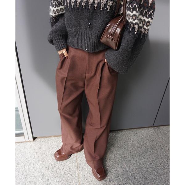 スラックス パンツ UND CORD DETAIL STRAIGHT PANTS レディース