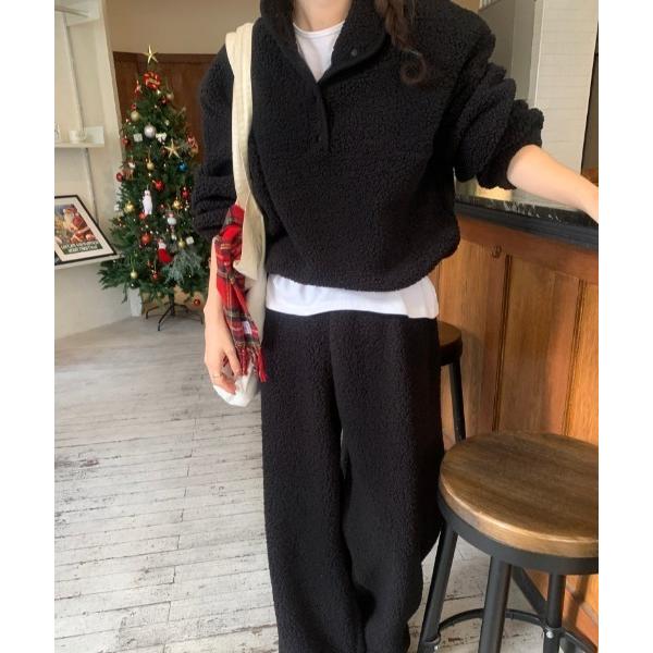 セットアップ ボアトップスワイドパンツセットアップ レディース