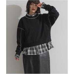 裏毛配色メローショートプルオーバー レディース