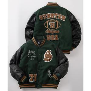 スタジャン 「88」「STARTER/スターター」サガラ刺繍 袖切替 メルトン スタジャン/ワンポイント刺繍/リブライン メンズ レディース