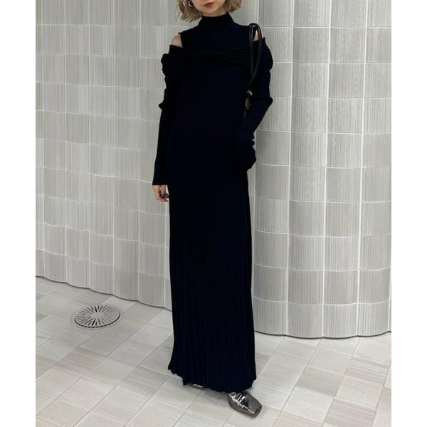 ドレス UND RANDOM RIB OFF SHOULDER KNIT DRESS