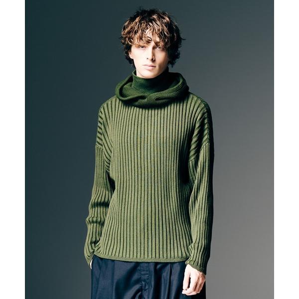 セーター ニット Stripe Rib Knit Hoodie / ストライプリブニットフーディー ...