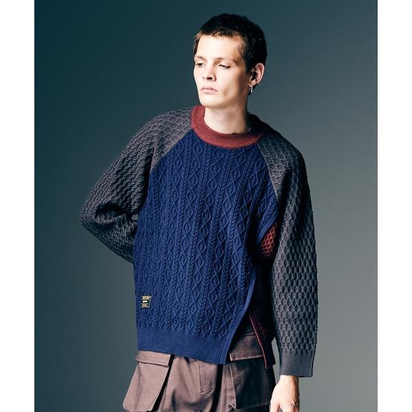 セーター ニット Asymmetry Cable Knit / アシンメトリーケーブルニット メンズ...