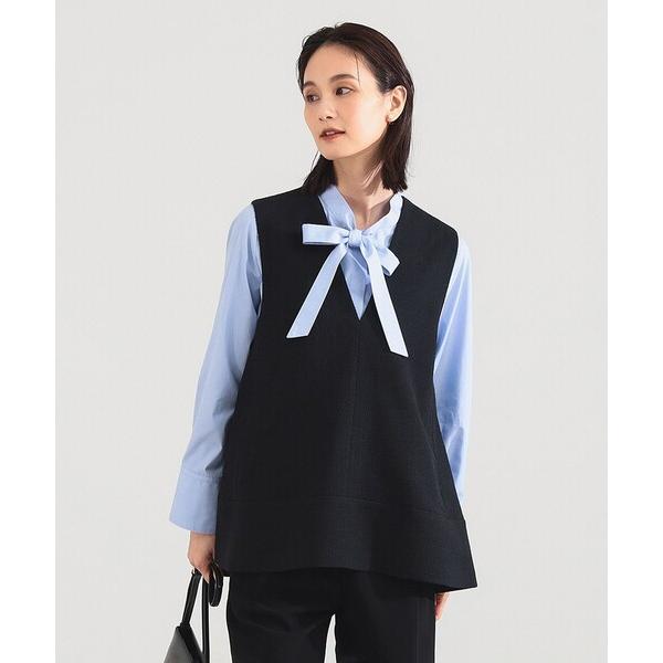 ベスト ジレ 「オフィスカジュアル・セレモニー」ツイード フレア Vネック ジレ＊ レディース