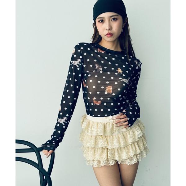 tシャツ 「ドット」シアーロングTシャツ レディース