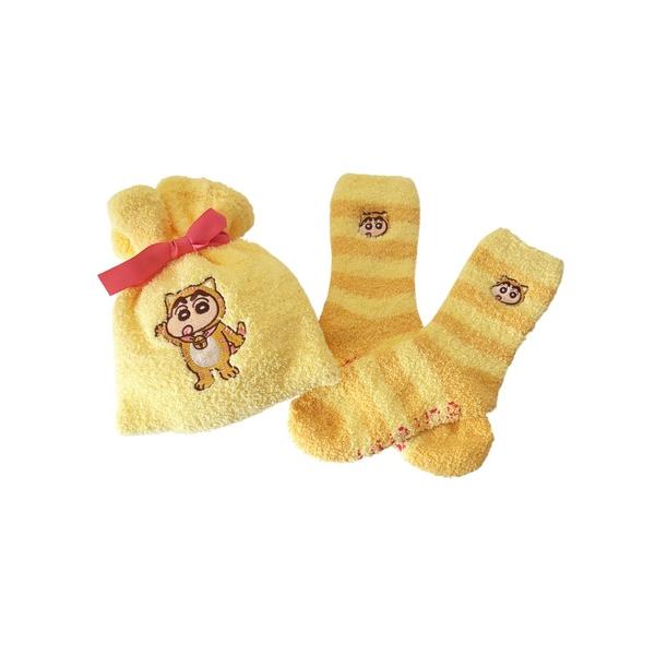 靴下 「 クレヨンしんちゃん 」 もこもこ靴下 in 巾着 25W11 レディース メンズ