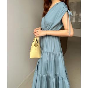 「ECLIN」 ノースリーブワンピース M ブルーグレー レディース