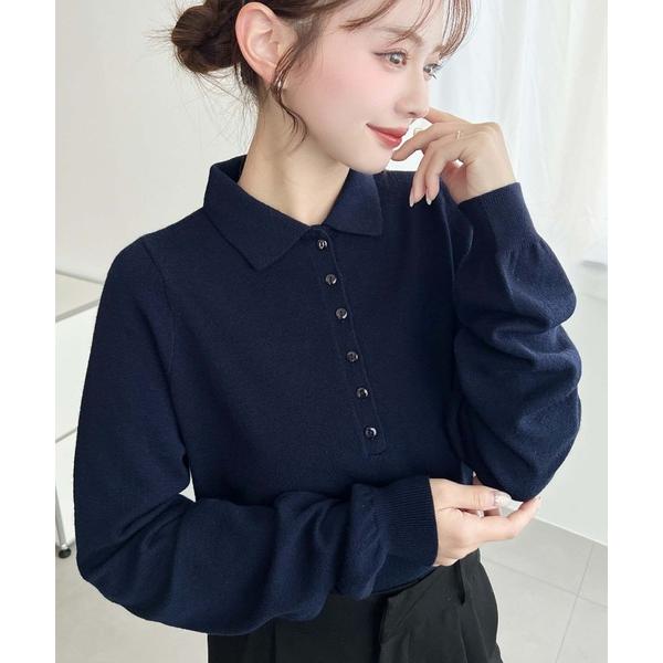 ニット セーター ポロニットプルオーバー レディース