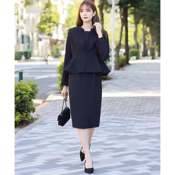 「Flolia」 スカートスーツ M ネイビー レディース