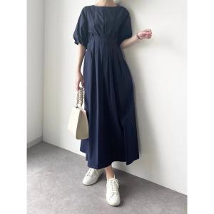 「HALUHIROINE」 半袖ワンピース FREE ネイビー レディース