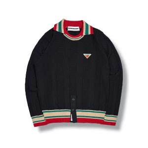 セーター ニット Calm stripe knit polo メンズ