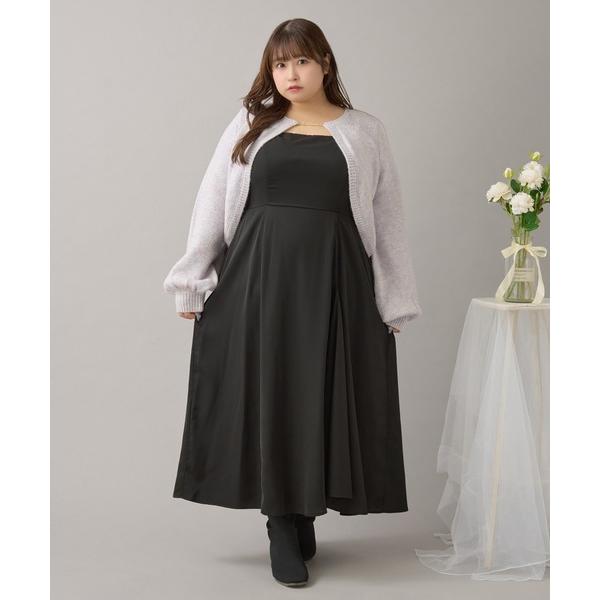 ワンピース 「大きいサイズ」ダブルストラップイレヘムキャミワンピ