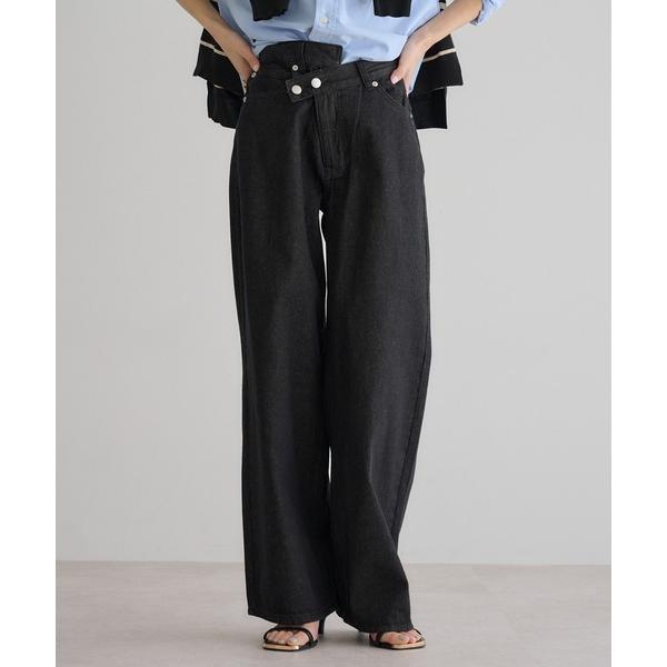 ジーンズ デニム デニムパンツ ウエスト切り替えワイドデニムパンツ レディース