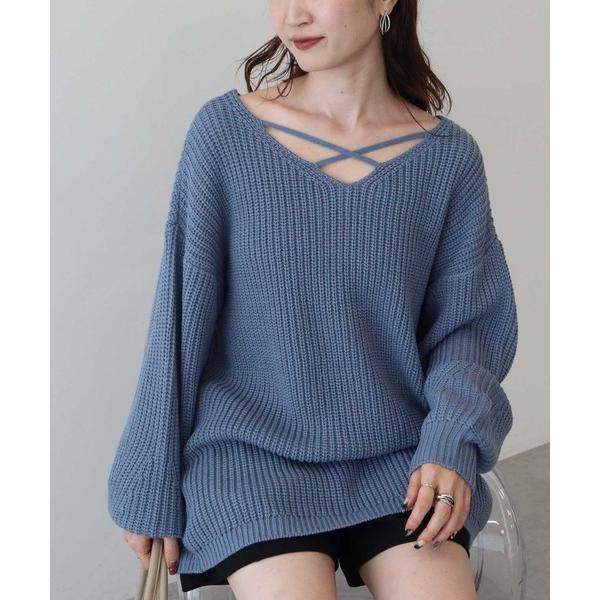 ニット セーター 「毛玉防止/2WAY」アンチピリングクロスネックルーズニット レディース