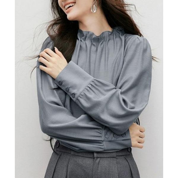ブラウス シャツ ゆるシルエット×ギャザー襟ブラウス レディース