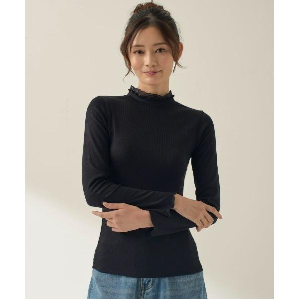 インナーシャツ 肌着 「まるで毛布！のような暖かさ・厚手」リブ首元メローハイネックレース付き長袖 レ...