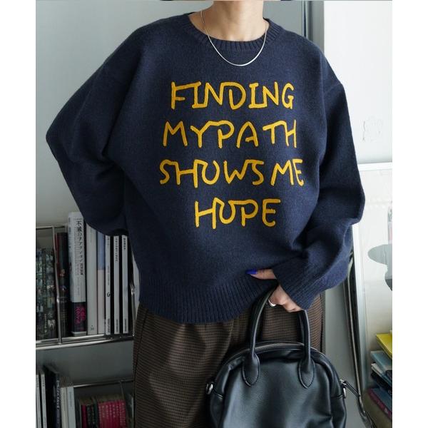 ニット セーター レタリングカラフルロゴニット レディース