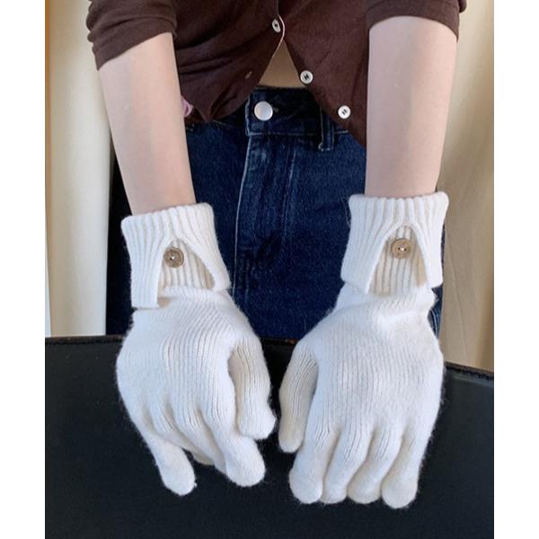 手袋 Button knit glove レディース