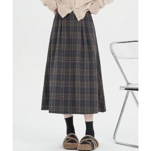 スカート 「秋冬新作」 クラシックチェックフレアロングスカートの商品画像