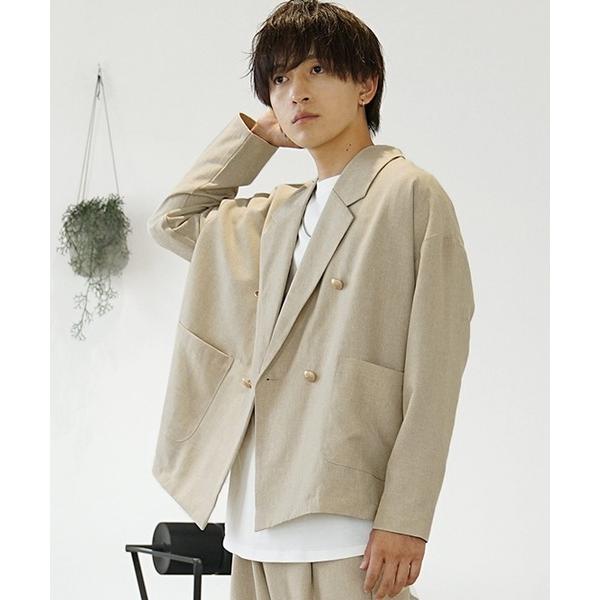 ジャケット テーラードジャケット 「MinoriTY」トロピカルシャンブレー素材ダブルテーラードジャ...