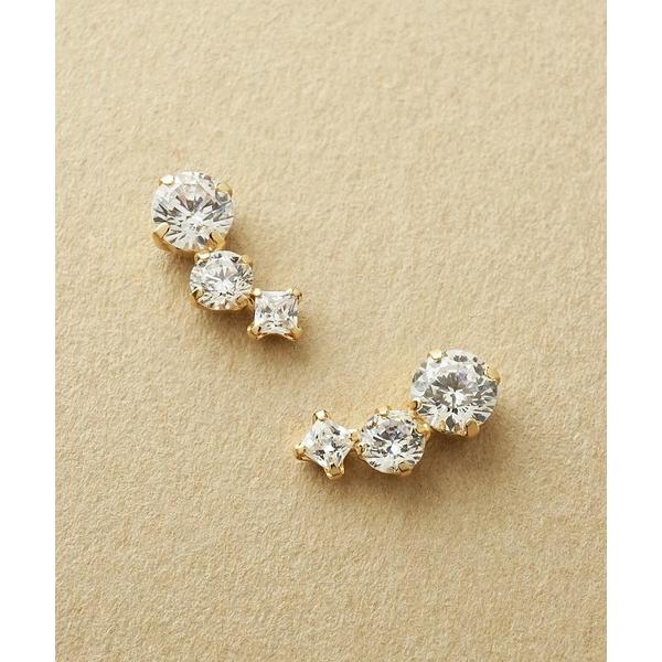 ピアス 「Lively」K10 キュービックジルコニア　グラデミーティア ピアス( YG) レディー...