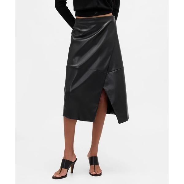 スカート リサイクル ヴィーガンレザー ミディ ラップスカート