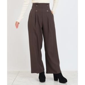 パンツ クリアボタンワイドパンツ レディース