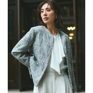 ジャケット ノーカラージャケット 「入卒/セレモニー/通勤」ツイードクルージャケット/602138 レディース