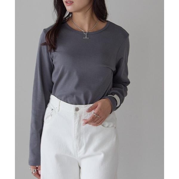 tシャツ スムースクルーネックロンT レディース