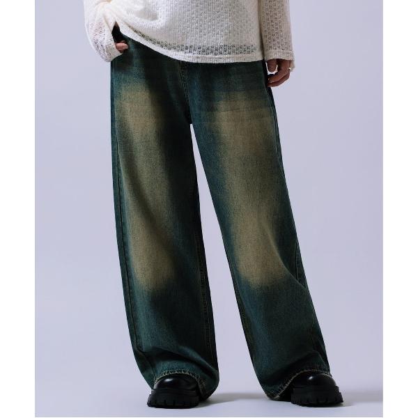 ジーンズ オーバーダイ ルーズフィット ワイドデニムパンツ メンズ レディース