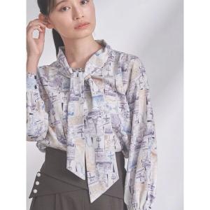 ブラウス シャツ Parisモチーフボウタイブラウス レディース