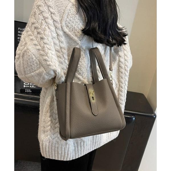 ハンドバッグ ゴールドジップスクエア型2WAYハンドバッグ