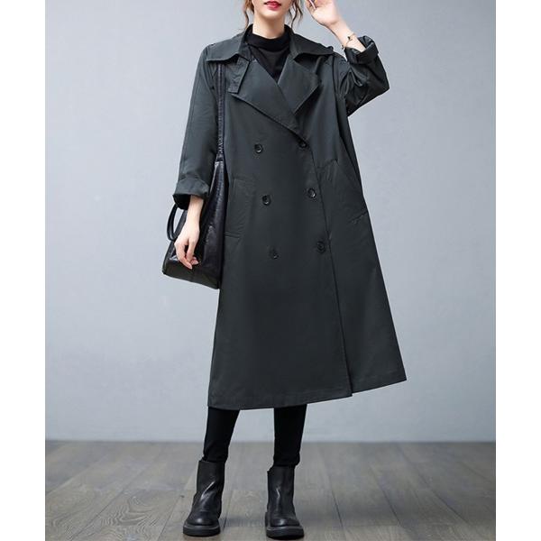 トレンチコート コート ノッチドラペル×ダブルヨークロングトレンチコート レディース