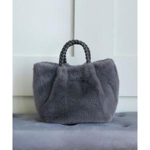 ハンドバッグ 三つ編みハンドルファーバッグ