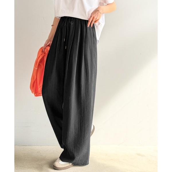 パンツ 涼やかな透け感で大人キレイめ。 シアーワッシャーワイドイージーパンツ レディース